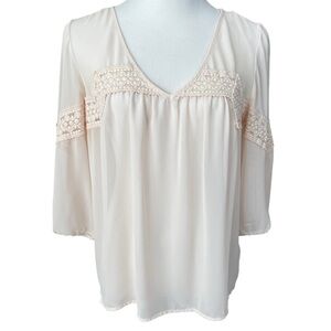 LC Lauren Conrad Sheer Blush Dressy Blouse Size Medium
